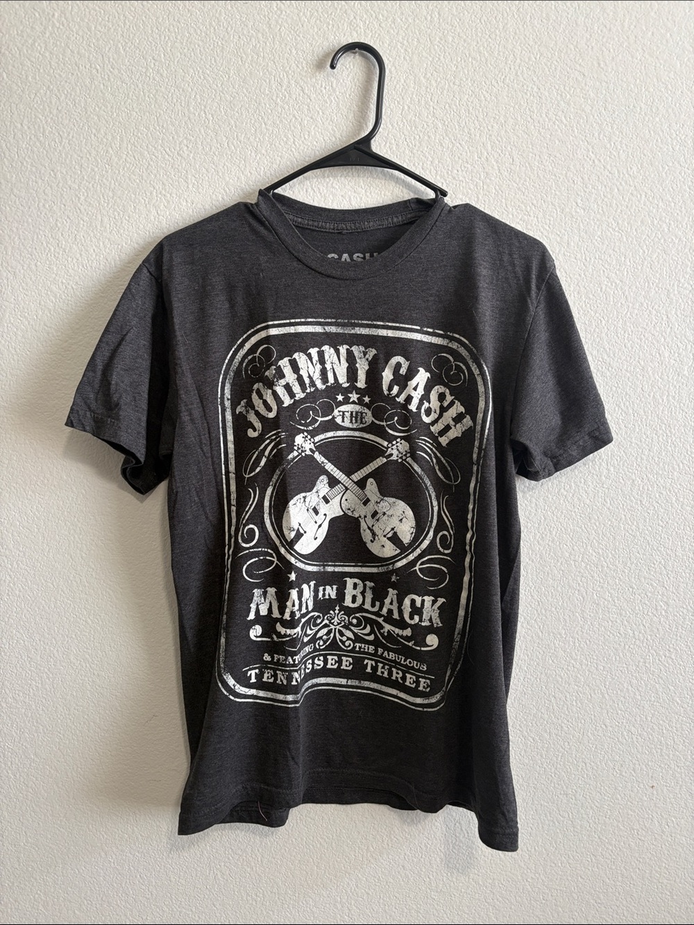 Ash Black Johnny Cash 'Man in Black' Short Sleeve Graphic Tee